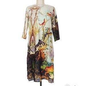 🌿People of the Labyrinths Silk Squirrel Cat Fox Woodland Fairycore Dress EU 40